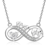 Sterling Silver Elephant Mother and Child Pendant Necklace