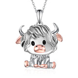 Highland Cow Gifts Highland Cow Necklce 925 Sterling Silver Cute Cow Necklace Highland Cow Jewelry Gift for Women