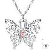 Butterfly Filigree Urn Necklace For Ashes Sterling Silver Butterfly Cremation Necklace HeartUrn Holder Necklaces For Women Memorial Jewelry