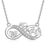 Sterling Silver Elephant Mother and Child Pendant Necklace