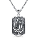 Sterling Silver Islamic Muslim Arabic Calligraphy Allah Dog Tag Pendant Necklace