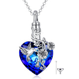 Animal Crystal Urn Necklace For Ashes925 Silver Hummingbird Cremation Necklace Heart Teardrop Urn Holder Necklaces For Women Memorial Jewelry