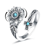 Sterling Silver Turquoise Sunflower Spoon Ring