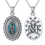 S925SilverVirgin MaryNecklace Protection Pendant Jewelry Christmas Halloween Birthday Gifts for Men Women