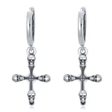 Sterling Silver Nail Cross Hoop Earrings