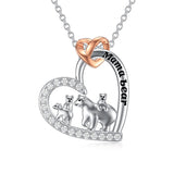 Sterling Silver Mama Bear with 1 2 3 4 5 Cubs Pendant Necklace