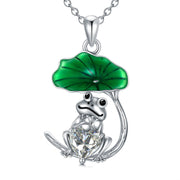 Sterling Silver Birthstone Frog Pendant Necklace