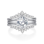 Sterling Silver Moissanite Wedding Ring Set