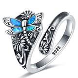 Sterling Silver Turquoise Dragonfly  Sea Turtles Hummingbird Spoon Ring Oxidized Animal Ring