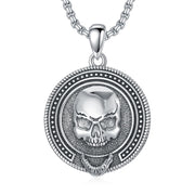 Sterling Silver Memento Mori Protection Pendant Necklace