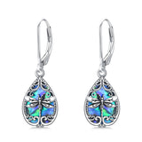 Sterling Silver Abalone Shell Filigree Dragonfly Butterfly Bee Hummingbird Leverback Earrings