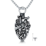 Sterling Silver Heart Birthstone Skeleton Urn Necklaces for Ashes