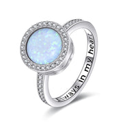 Sterling Silver Opal Urn Ring for Ashes With Engraved