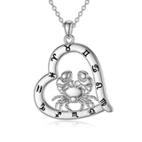 Sterling Silver Heart 12 Constellations Pendant Necklace