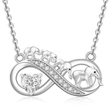 Sterling Silver Elephant Mother and Child Pendant Necklace