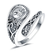 Sterling Silver Sun and Moon Spoon Ring