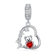 Sterling Silver 12 Month Birthstone Bear Bead Charms