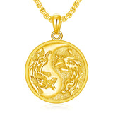 Sterling Silver Yin Yang Wolf Pendant Necklace