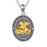 Sterling Silver St. George Dragon Slayer Pendant Necklace