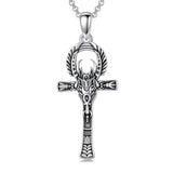 925 Silver Amulet Necklace Ankh Cross Necklace Protection Pendant Jewelry Christmas Halloween Birthday Gifts for Men Women