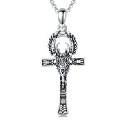 Sterling Silver Ankh Cross Protection Pendant Necklace