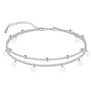 925 Sterling Silver Ankle Bracelet Multilayer Anklets for Women Oval Disk Layered Anklet Beach Jewelry