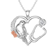 Sterling Silver Stethoscope Hummingbird Pendant Necklace