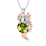 Sterling Silver Birthstone  Axolotl Pendant Necklace