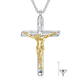 Sterling Silver Jesus Christ Crucifix Cross Urn Necklaces for Ashes