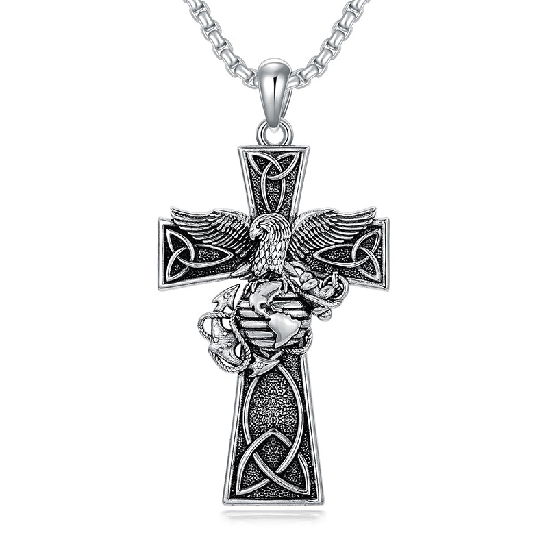 Marines Cross Necklace 925 Sterling Silver Marines Pendant Celtic Jewe ...