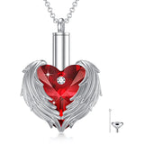 Crystal Urn Necklace For Ashes 925 Silver  Angel Wing  Cremation Necklace Heart  Urn Holder Necklaces For Women Memorial Jewelry