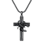 Sterling Silver Scorpion Cross Pendant Necklace for Men