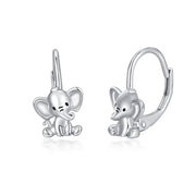 Sterling Silver Elephant Otter Leverback Earrings