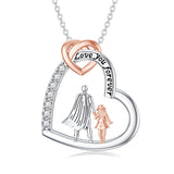 Sterling Silver Father Daughter Heart Pendant Necklace from Dad Gift for Daughter