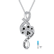 Sterling Silver Paw Print Urn Necklace for Ashes