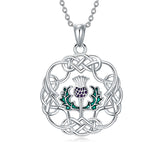 Sterling Silver Scottish Thistle Pendant Necklace