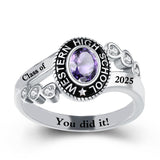 Sterling Silver Personalized Engraved& Birthstone Class Rings Graduation Ring