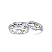 Sterling Silver Adjustable Mountain Couple Rings Set