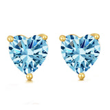 14K Gold Heart Topaz Garnet Stud Earrings