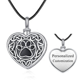 Sterling Silver Personalized Engraved Dog Paw Urn Necklace fo Ashes