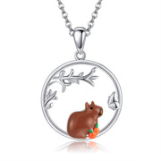 Sterling Silver  Capybara Pendant Necklace Cute Animal Jewelry for Women Girls Christmas Gifts