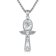 Sterling Silver Ankh_Eye of Horus  Protection Pendant Necklace