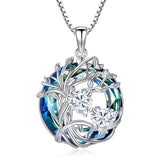 Sterling Silver 2 Heart Birthstone Austrian Crystal Tree of Life Pendant Necklaces