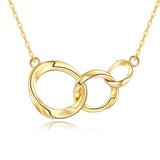 14K Gold Interlocking Circle & Three Sister Pendant Necklace