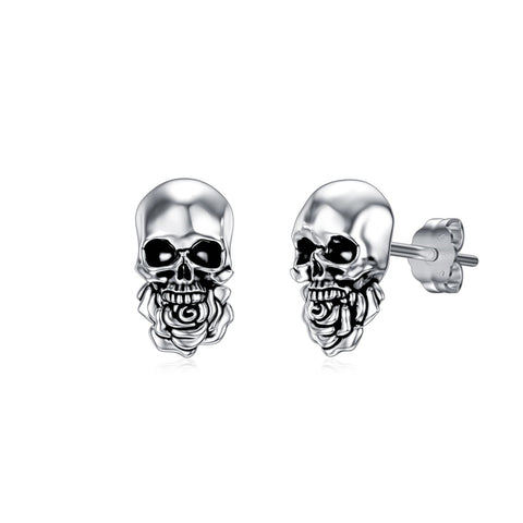 Silver Skull Earrings Stud Earrings