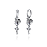 Sterling Silver Rose Sword Hoop Earrings