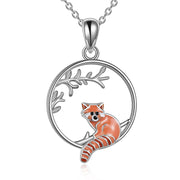 Red Panda Gifts Sterling Silver Red Panda  Pendant Necklace Cute Animal Jewelry for Women Girls Christmas Gifts