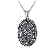 Sterling Silver Amulet Compass Necklace Pendant Necklace