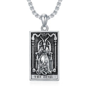 Sterling Silver Amulet Baphomet Protection Pendant Necklace with Engraveds