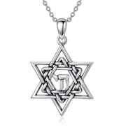 Sterling Silver Amulet Necklace Star of David Pendant Necklace